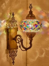 DEMMEX Turkish Moroccan Tiffany Style Mosaic Wall Sconce Lamp Light Fixture
