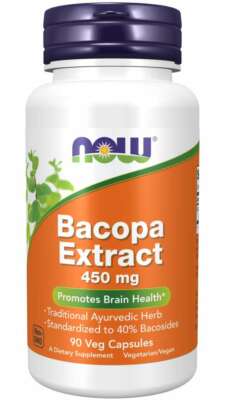 NOW Foods Bacopa Extract 450mg Brain Health 90 Veg Caps 10/28EXP