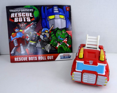 Transformers Rescue Bots Firetruck Heatwave Action Figure 5'' + Book Hasbro