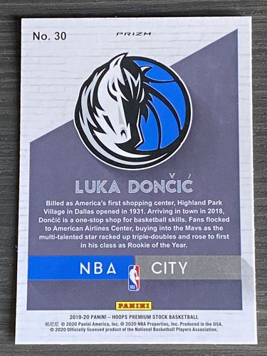 **20 2019-20 Hoops Premium Stock NBA City BLUE #30 LUKA DONCIC** - Picture 2 of 2