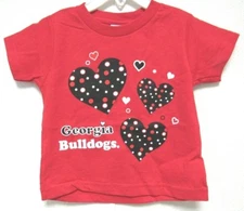 NCAA Georgia Bulldogs Hearts on Red T-Shirt Style Two Feet Ahead #119
