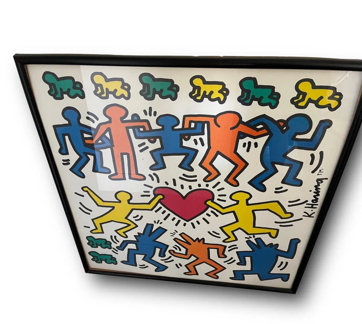 KEITH HARING ESTATE RARE LITHO PRINT FRAMED LRG POP ART KEITH HARING ESTATE RARE LITHO PRINT FRAMED LRG POP ART