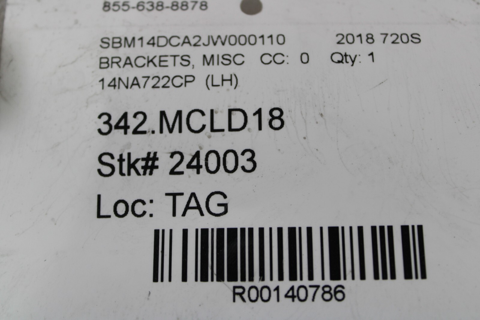 McLaren 720S, Plastic Insert Trim Panel, Used, P/N 14NA722CP