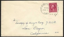 1932 Cover pmk Fleet Air Base Pearl Harbor Hawaii to YMCA San Diego CA