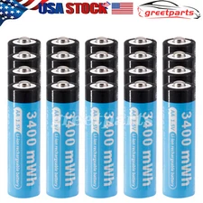 1.5V AA Li-ion Lithium ion Rechargeable Batteries 3400mwh Battery + Case Box Lot