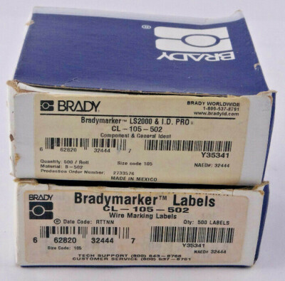 2 Boxes Brady CL-105-502 Wire Marking Labels 32444 500x2 White *BOX DAMAGE* 