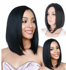 Women Lady Black Shoulder Length Straight Wig Natural Synthetic Hair Fashion