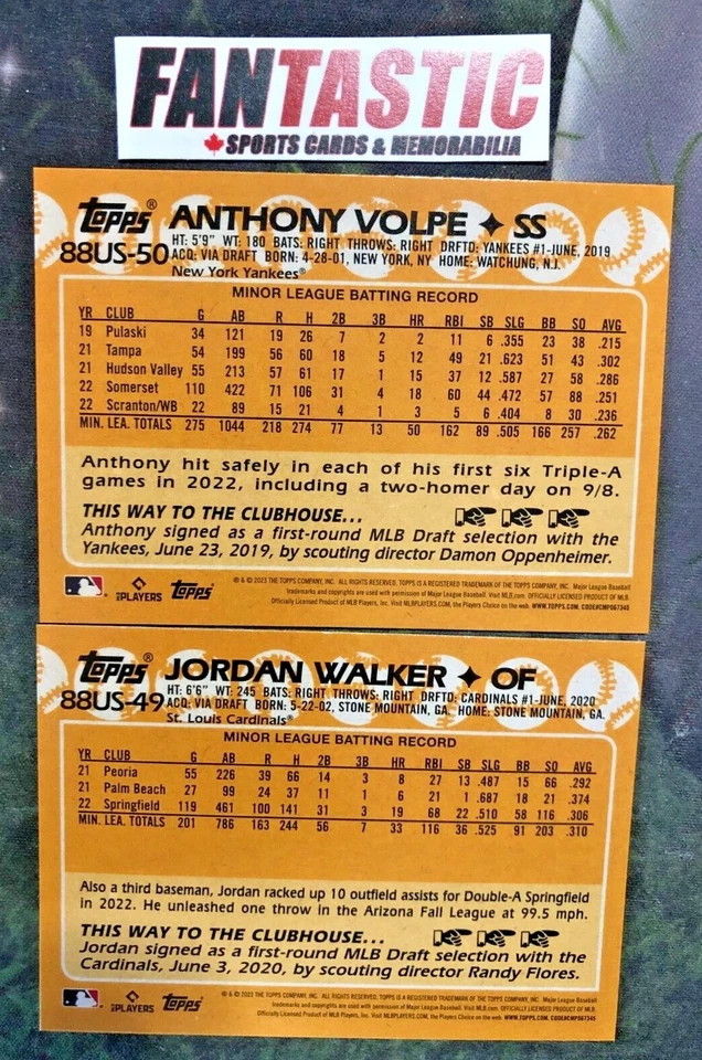 2023 Topps Update Series Insert Card YOU PICK - 1988 Topps Baseball 88US-1 to 50 - Image 2 of 2