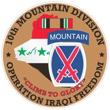 10th Mountain Division Operation Iraqi Freedom Bumper Sticker Military Decal 5"