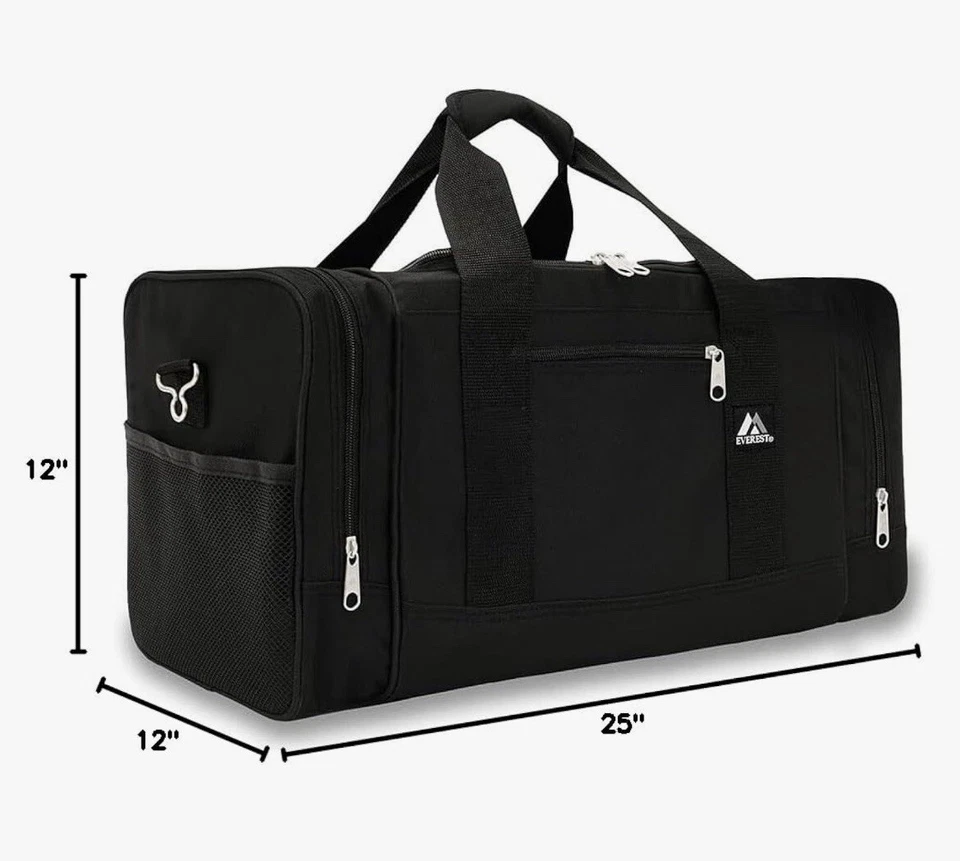 Bolsa de equipaje Everest clásica extra grande negra bolsillos cremalleras bolsa de malla Foto 2 de 4