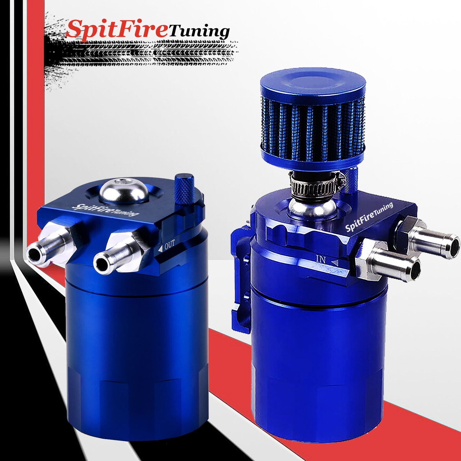 Oil Catch Can Baffled Tank Breather Filter Universal Blue Fits Maserati