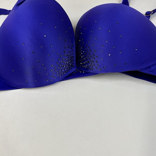 Victorias Secret 34D Plunge Pushup Bra Padded Purple Bedazzled Rhinestones #2711 - Picture 4 of 10