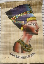 Egyptian Papyrus Paper Painting Queen Nefertiti Handmade 9" X13"