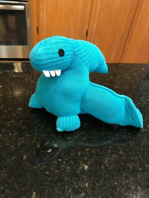 The Land Of Nod Blue Pterodactyl Dinosaur Dino 10'' Plush Knit Toy Stuffed Animal