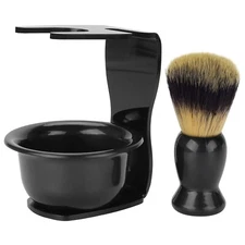 3-In-1 Shaving Brush Kit Includes Badger Hair Shaving Brush Shaving Bowl Razor &