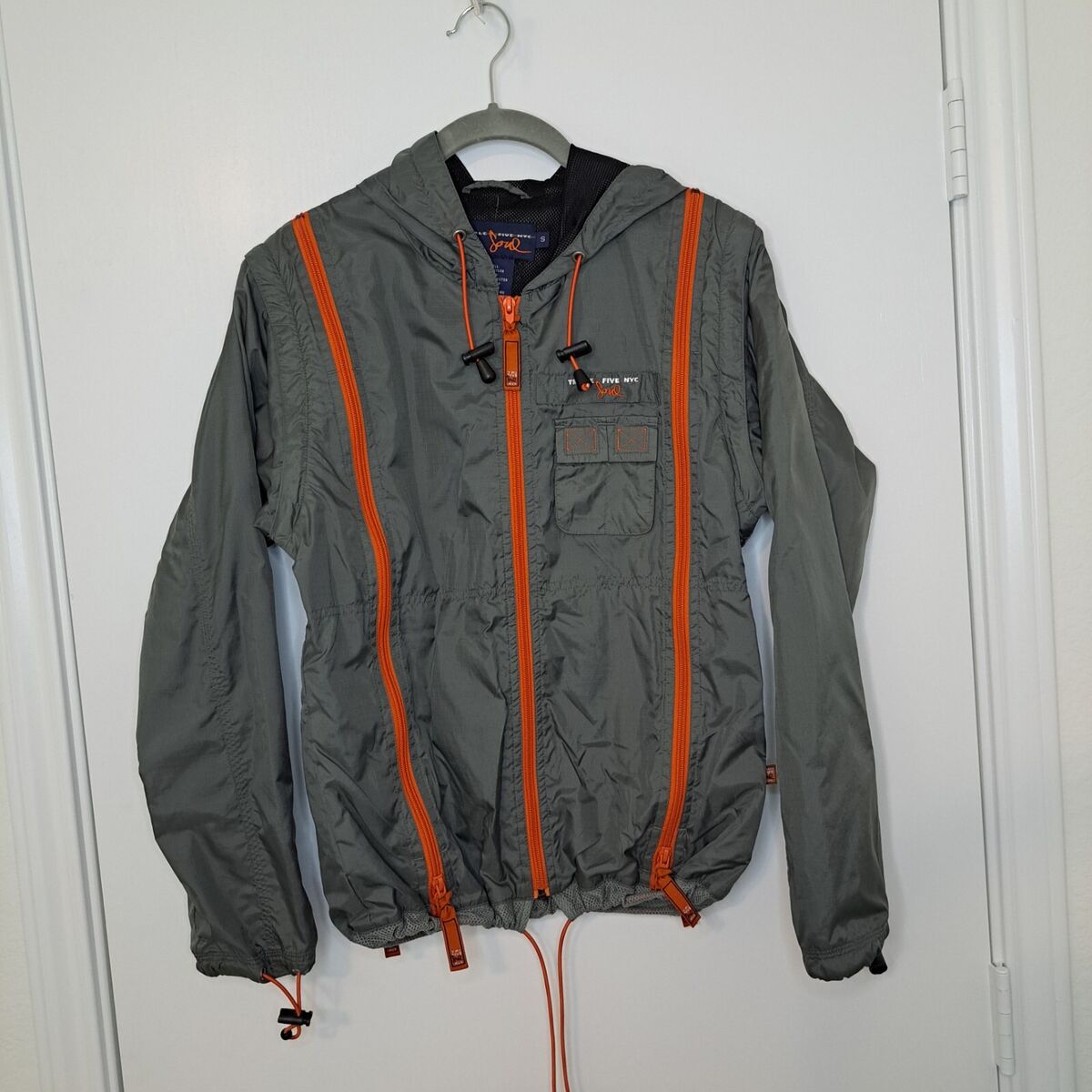Triple 5 Soul NYC Men's S Gray Orange Multiple Zipper Windbreaker Jacket Vintage Triple 5 Soul NYC Men's S Gray Orange Multiple Zipper Windbreaker Jacket Vintage