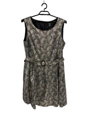 Nine West Women's Sleeveless Gold And Black Sparkly Asymmetrical Dress Size 20W