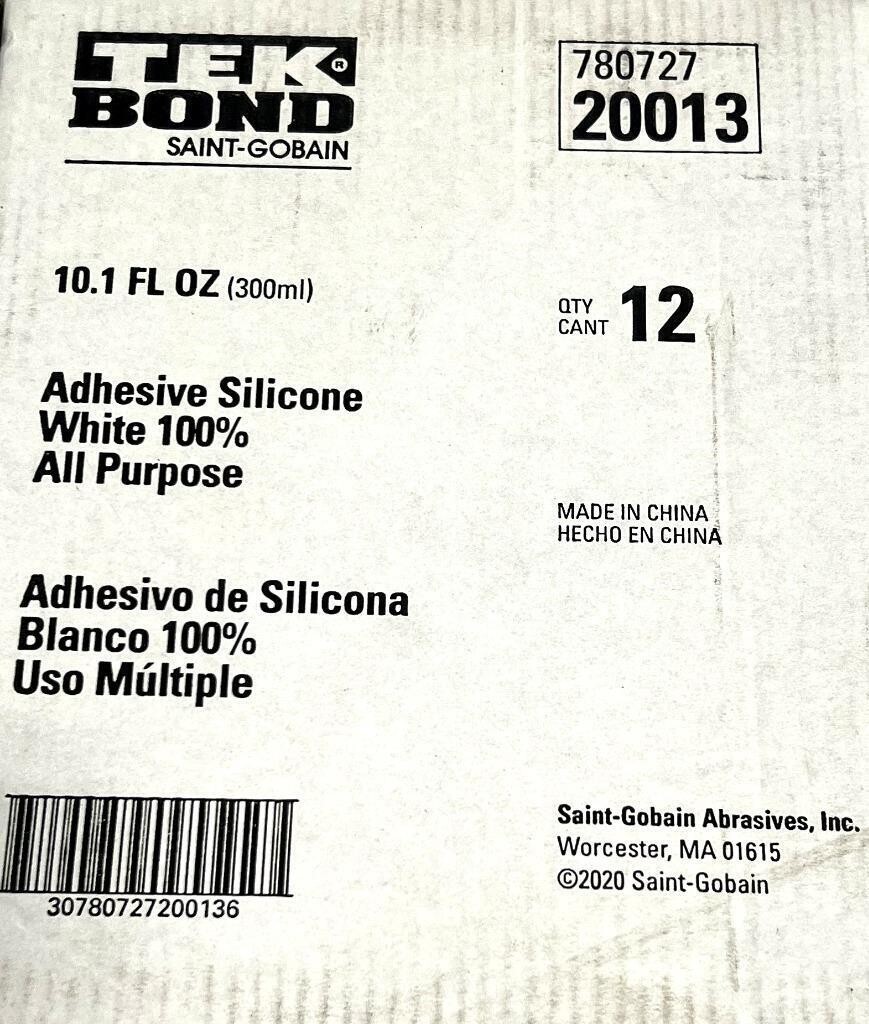 Tek Bond White 100 Silicone Caulk Adhesive All Purpose 10.1 OZ (12