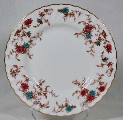 MINTON ANCESTRAL SALAD PLATE FLORAL GOLD TRIM SCALLOP EDGE 7 7/8'' DIAMETER NEW