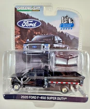 GreenLight 2020 Ford F-450 Super Duty Dually V-Plow Dump Bed Black Truck