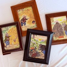 Vintage 1989 Storybook The Three Little Pigs Fairytale Nursery Framed Art