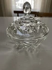 Vintage Anchor Hocking Star Of David Clear Glass 5” Covered Candy Dish VTG W/Lid