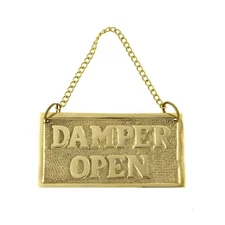 Solid Brass Hanging Open Closed Damper Sign Vintage Metal Fireplace Home Decor