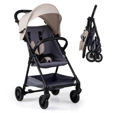 Lightweight Travel Stroller with Canopy, Under-Seat Basket and One-Hand Fold