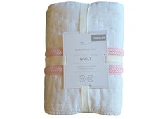New Pottery Barn Baby Braided Trim Toddler Quilt - Pink and White - 36" x 50"