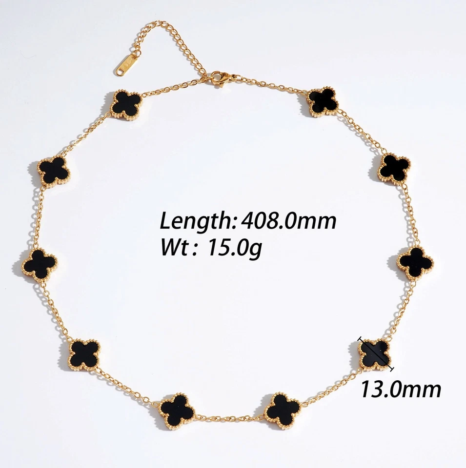 Elegante 4-blättrige Kleeblatt Halsketten mit 5 oder 10 Blumen, 40,8 cm lang - Bild 2 von 4