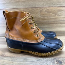 LL BEAN Boots Vintage Duck Womens 10 Tan Hiking Lifestyle Heritage Chain Tread