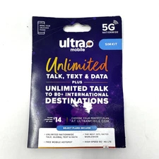 Ultra Mobile SIM Kit 3-in-1 – Unlimited Talk/Text/Data – BYOP – No Credit – NEW