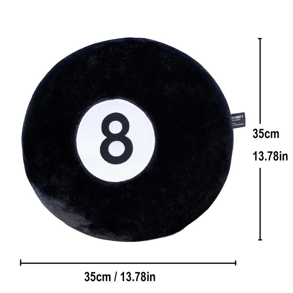 Almohada de bola de billar, cojín de felpa suave negro redondo de 13,7"" para el hogar y... Foto 3 de 4