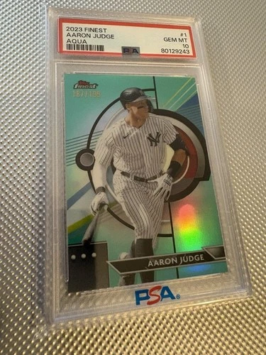 2023 Topps Finest Aaron Judge #1 Aqua Refractor PSA 10 /199 Yankees