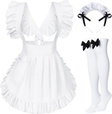 TOKYO REVENGERS Adjustable Retro Ruffle Maid Costume One Size, Style1 White