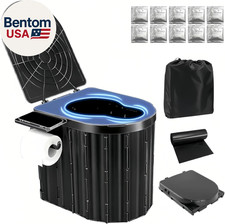 Portable Camping Toilet for Adults with Urine Gel  Leak-Proof Bags and Wider Se