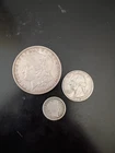 1902 Morgan Silver Dollar 1962 Washington Quarter And 1916 Barber Dime