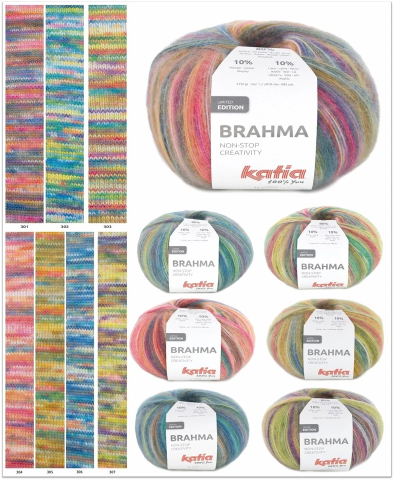 Katia Brahma Farbverlaufsgarn Wolle Spray-Effekt Stricken Häkeln GP 113,00€/1kg
