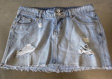Y2K Distressed Denim Micro Mini Skirt
