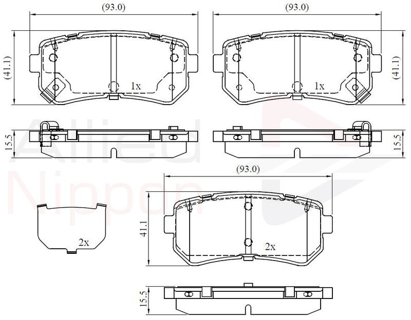 Brake Pad Set For Disc Rear Fits Hyundai ix35 Kia ALLIED NIPPON ADB32530