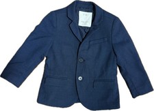 Zara Boys Collection Blazer Navy Blue Size 3/4 Tailor Fit Button Front Preppy