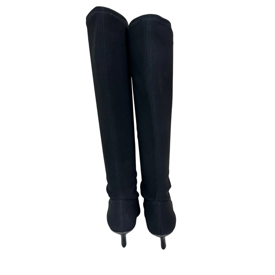 Donald Pliner Mujer Tela Negra Superior Cuero Suelas Talla 6M Hecho en Italia Foto 2 de 4