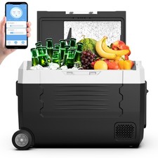 Car Fridge/Freezer Car Refrigerator Portable Freezer w/ Inner LED Light, Wheels
