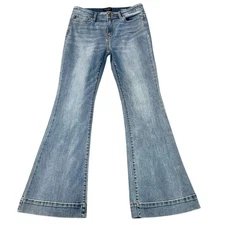 Judy Blue Trouser Flare Jeans Size 13/31 Light Blue Wash Stretchy Full Length