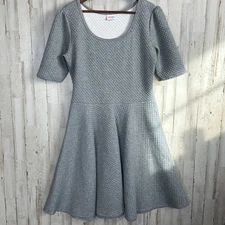 LuLaRoe Nicole Quilted Dress 2XL Gray Fit N Flare Stretch Preppy Minimalist EUC
