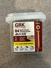 GRK Fasteners 01069 R4#8 x 1-1/4" Screws 1300CT, Gold - 772691010698 NEW