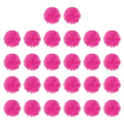 Kunstfell Pompons für Hüte, 26 Stück für Kunstkaninchen, rosa rot