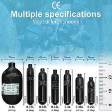 TUXING 4500psi PCP Air Tank， 0.3L PCP Carbon Fiber Scuba Cylinder Paintball Tank