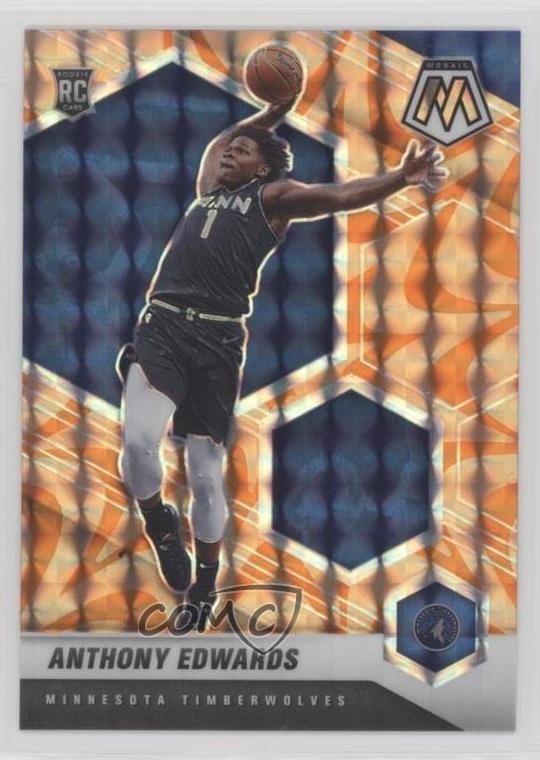 2020-21 Panini Mosaic Reactive Orange Prizm Anthony Edwards #201 Rookie RC 7sd