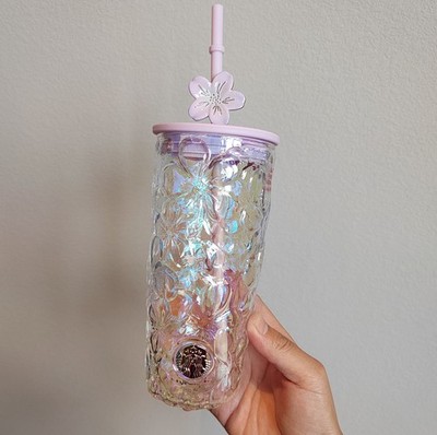 Starbucks 2026 China Twilight Sakura Embossed Cherry Blossom Glass